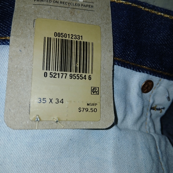 #046 Mens Levi Strauss 501 Original Stretch Blue Jeans Size W/35 L/34 - Picture 8 of 16